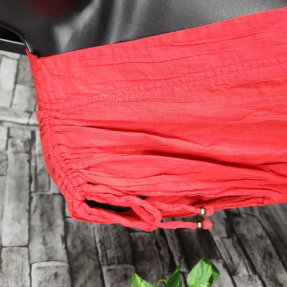 Lauren Ralph Lauren Red Gauze Tie-Sleeve Dress - Picture 5 of 10